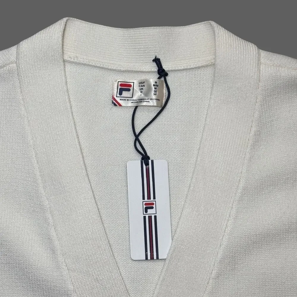 Fila Casa Baseline Cardigan White Size Medium NWT Unisex